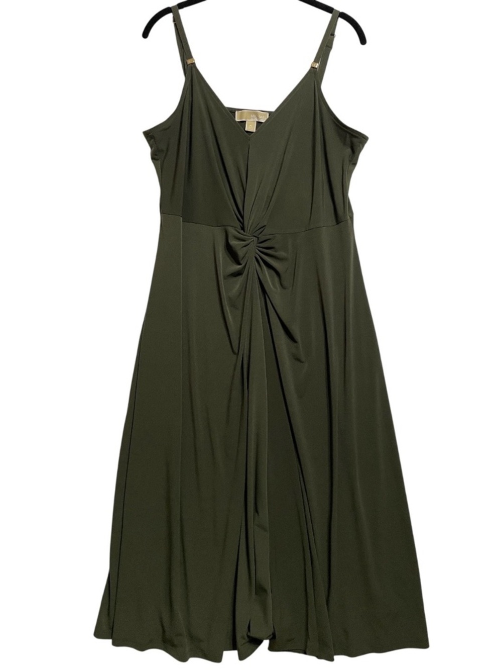 MICHAEL Michael Kors Olive Knot-Front Spaghetti-Strap Midi Dress